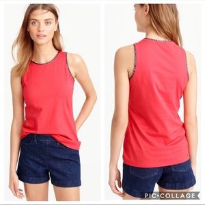 J.Crew Red XS Faux-Leather Scallop Tank